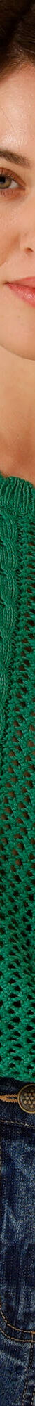 Pull festonné col rond manches coudes, maille ajourée fantaisie (vert) Pull festonné col rond manches coudes, maille ajourée fantaisie (vert)